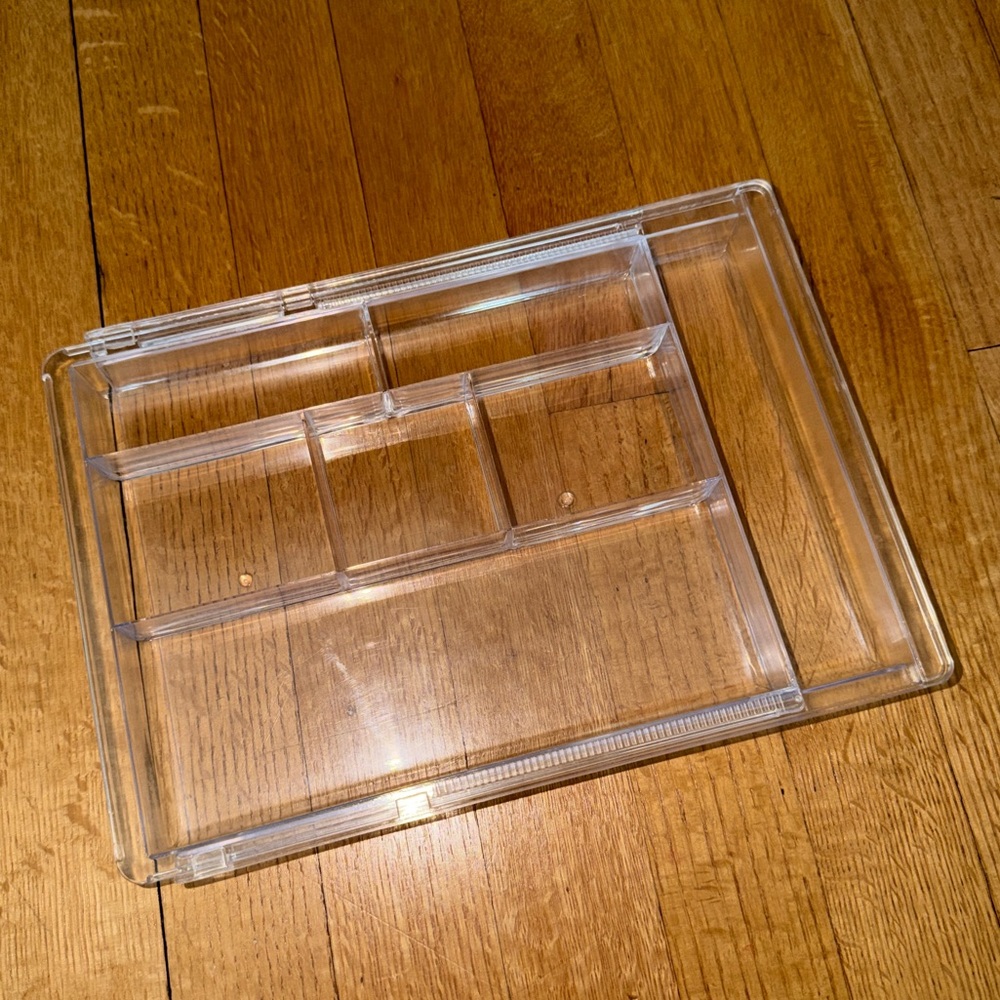 Acrylic Adjustable Drawer Organizer Makeup Jewelry Beads 1” Deep 12-17” Wide